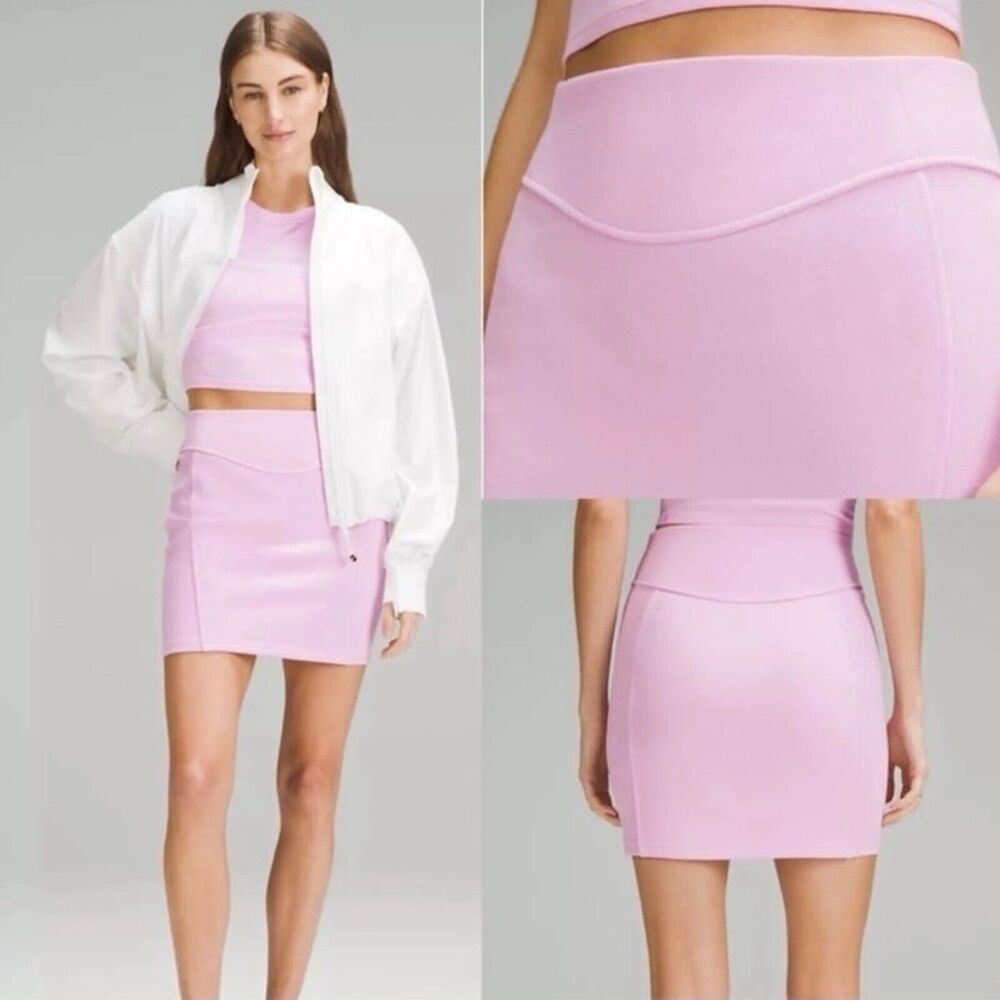 NWT Lululemon Scuba High Rise Mini Skirt VITA Pink Women Size M Stretch $78